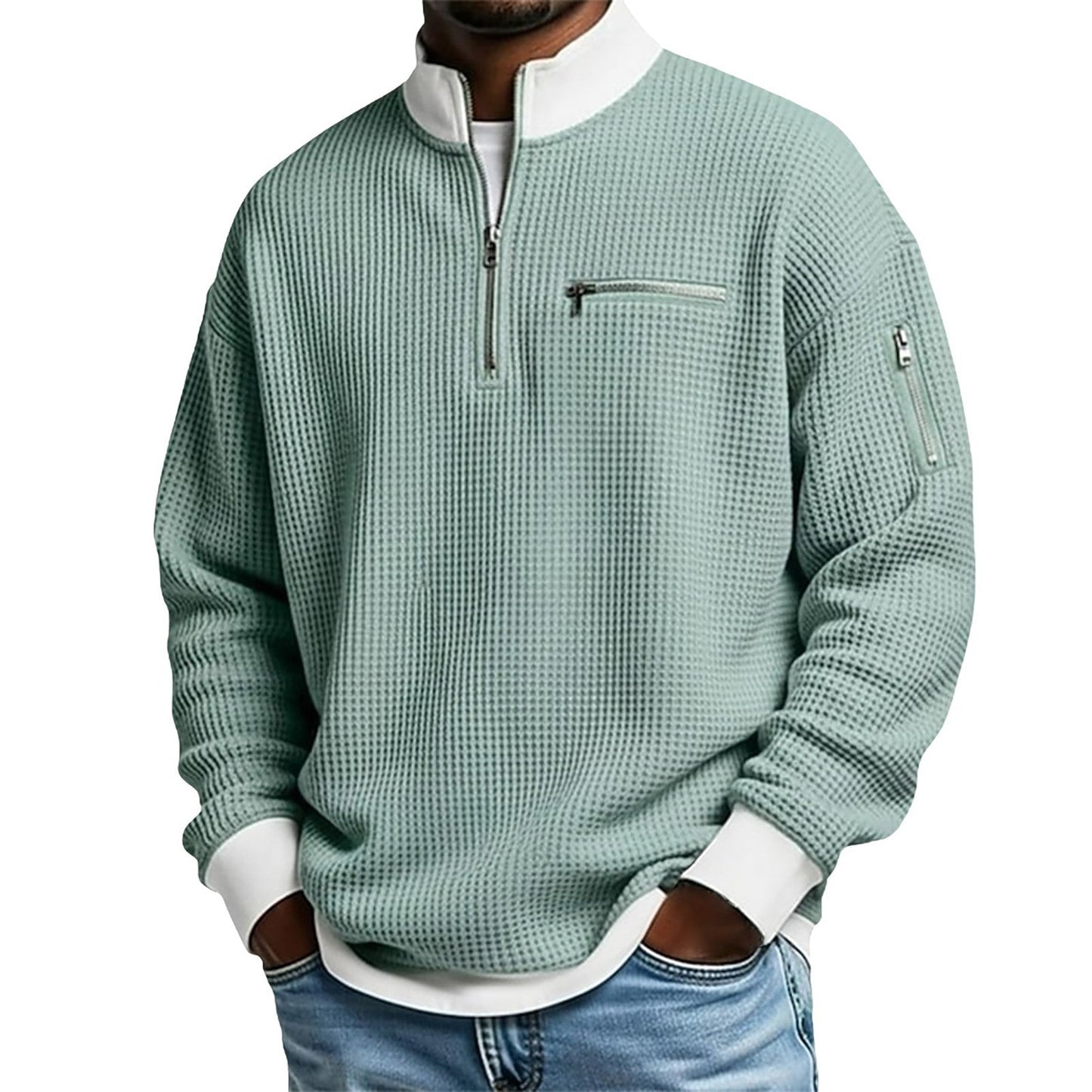 Mens Sports Zip-Up Long-Sleeve Sweatshirt