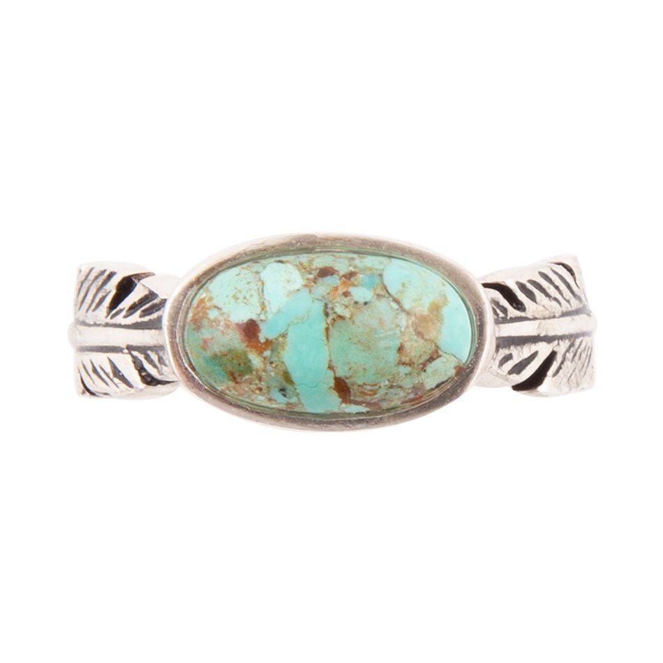 Feather Sterling Silver and Blue Turquoise Ring - ThisandThatShoppe