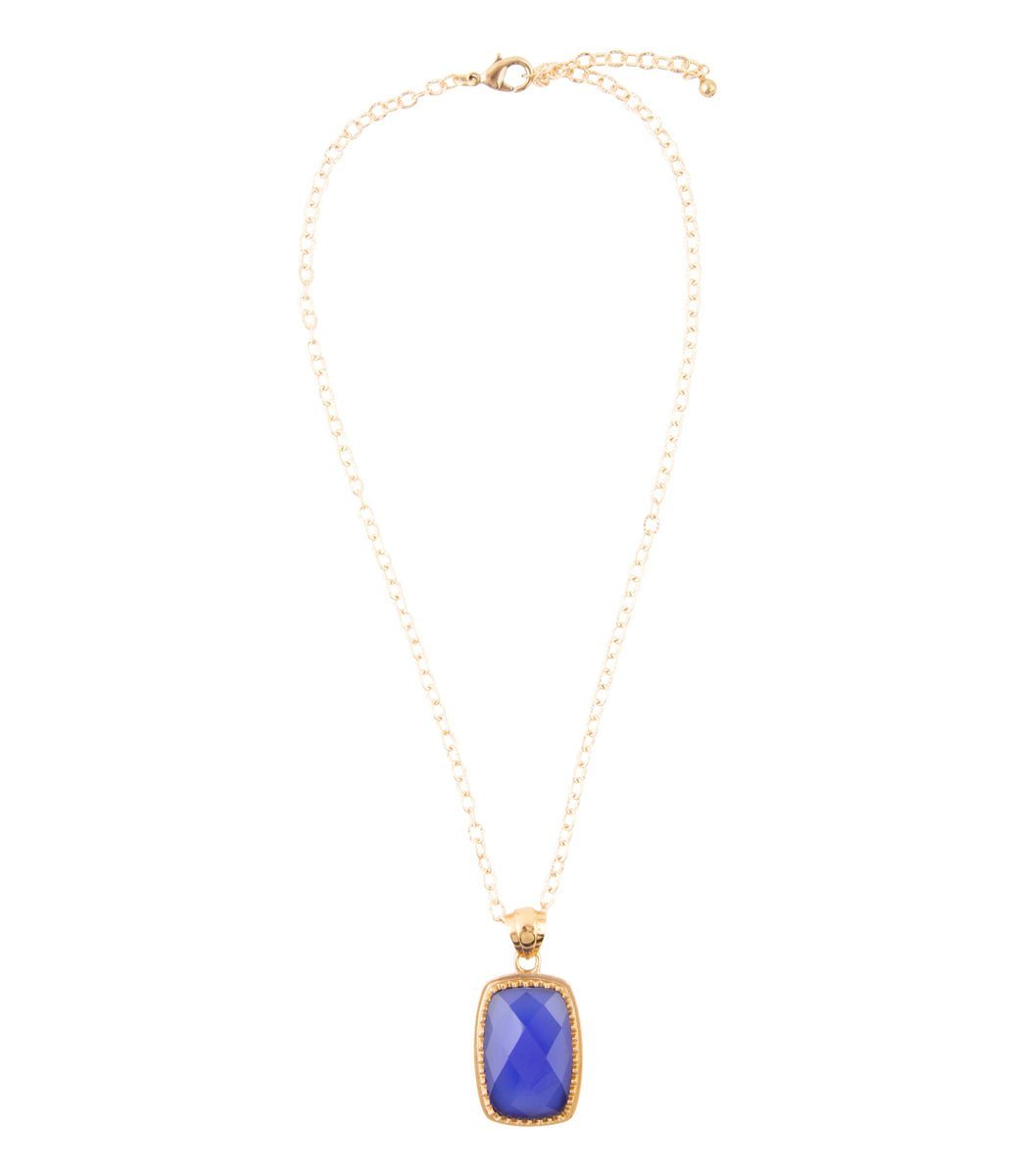 Filigreed Blue Agate Golden Pendant Necklaces - ThisandThatShoppe