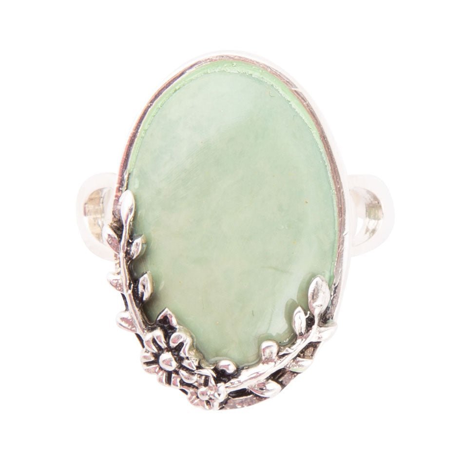 Floral Green Turquoise and Sterling Silver Ring - ThisandThatShoppe