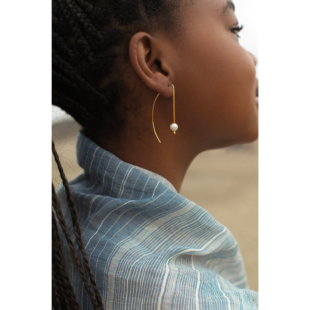 Boucles d'oreilles pendantes en perles d'eau douce, plaqué or, coquillage recyclé, bijoux minimalistes
