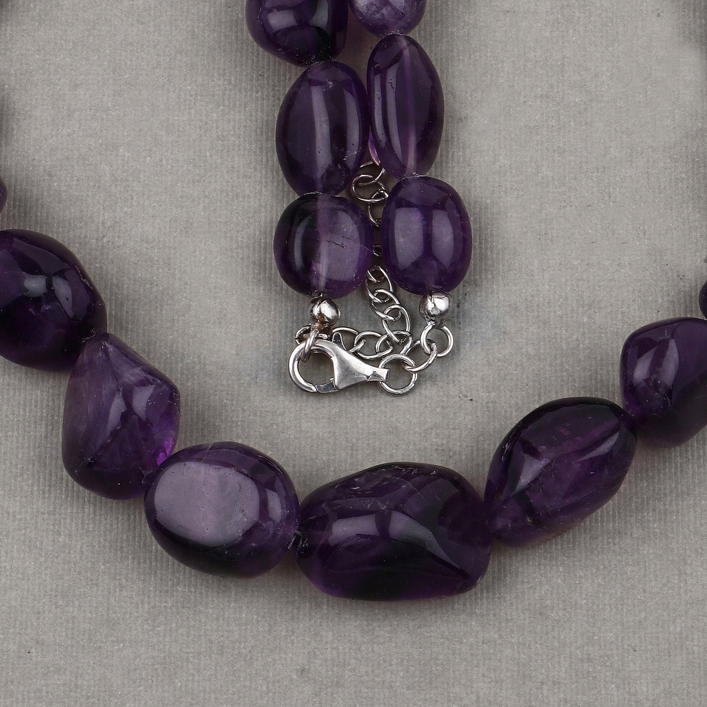 Halskette aus rohen Amethystperlen für Damen, Geburtsstein Februar, Silber, Geschenk für Mama