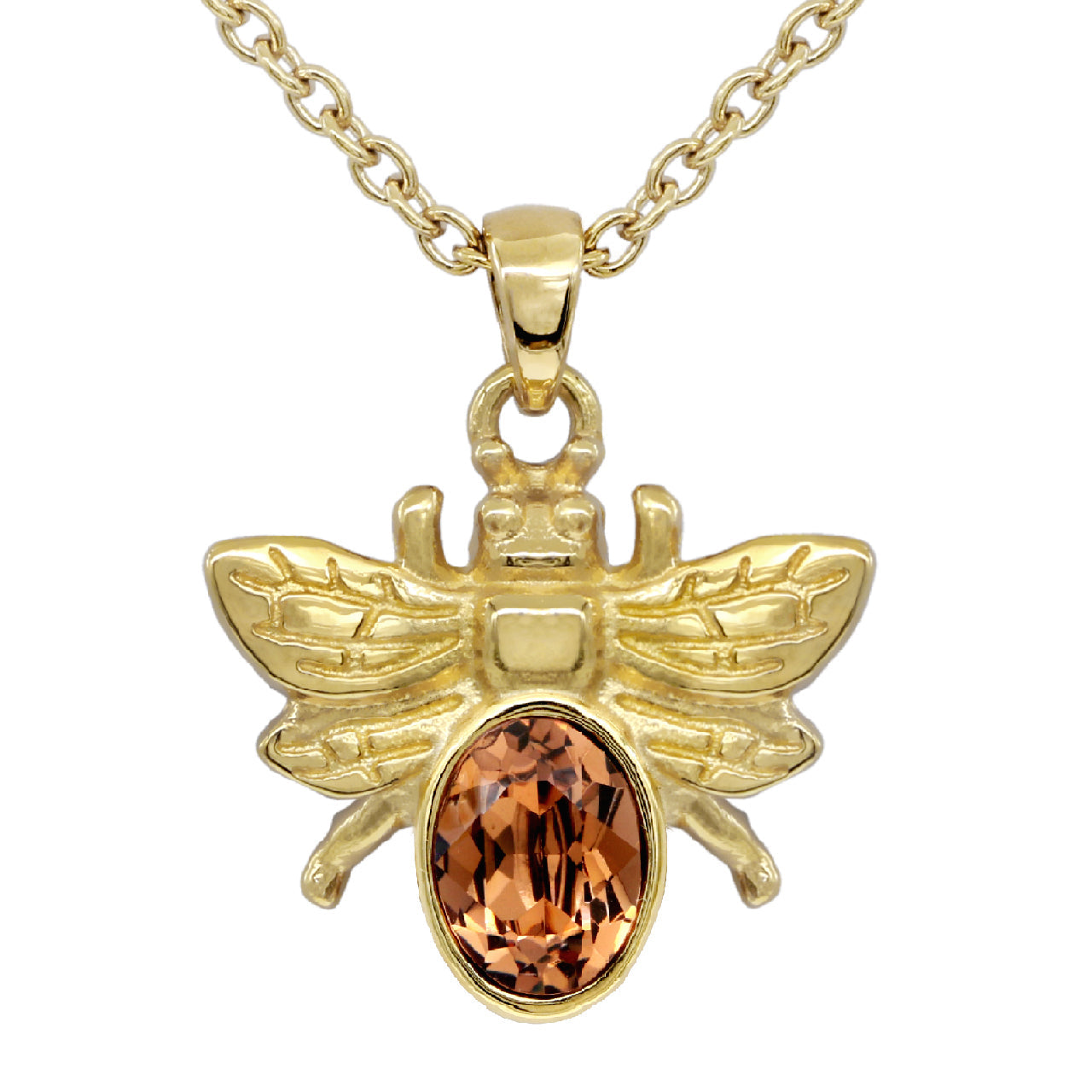 Goldene Bienen-Halskette Topas Swarovski Anhänger Für Damen Elegant