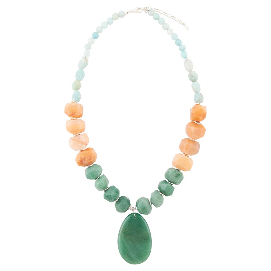 Green Aventurine Bold Pendant Necklace - ThisandThatShoppe