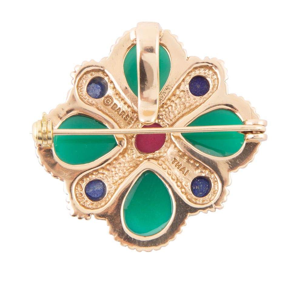 Green Onyx Mixed Stone Golden Brooche - ThisandThatShoppe