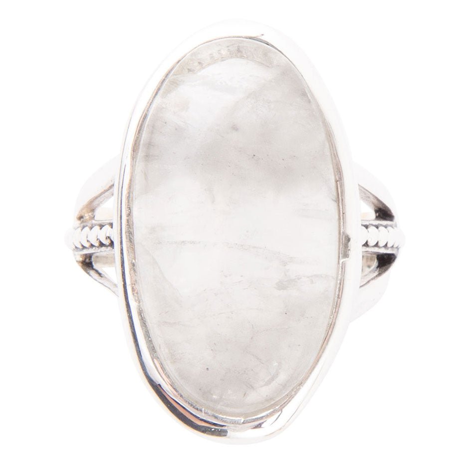 Grey Quartz and Sterling Silver Oval Ring - ThisandThatShoppe