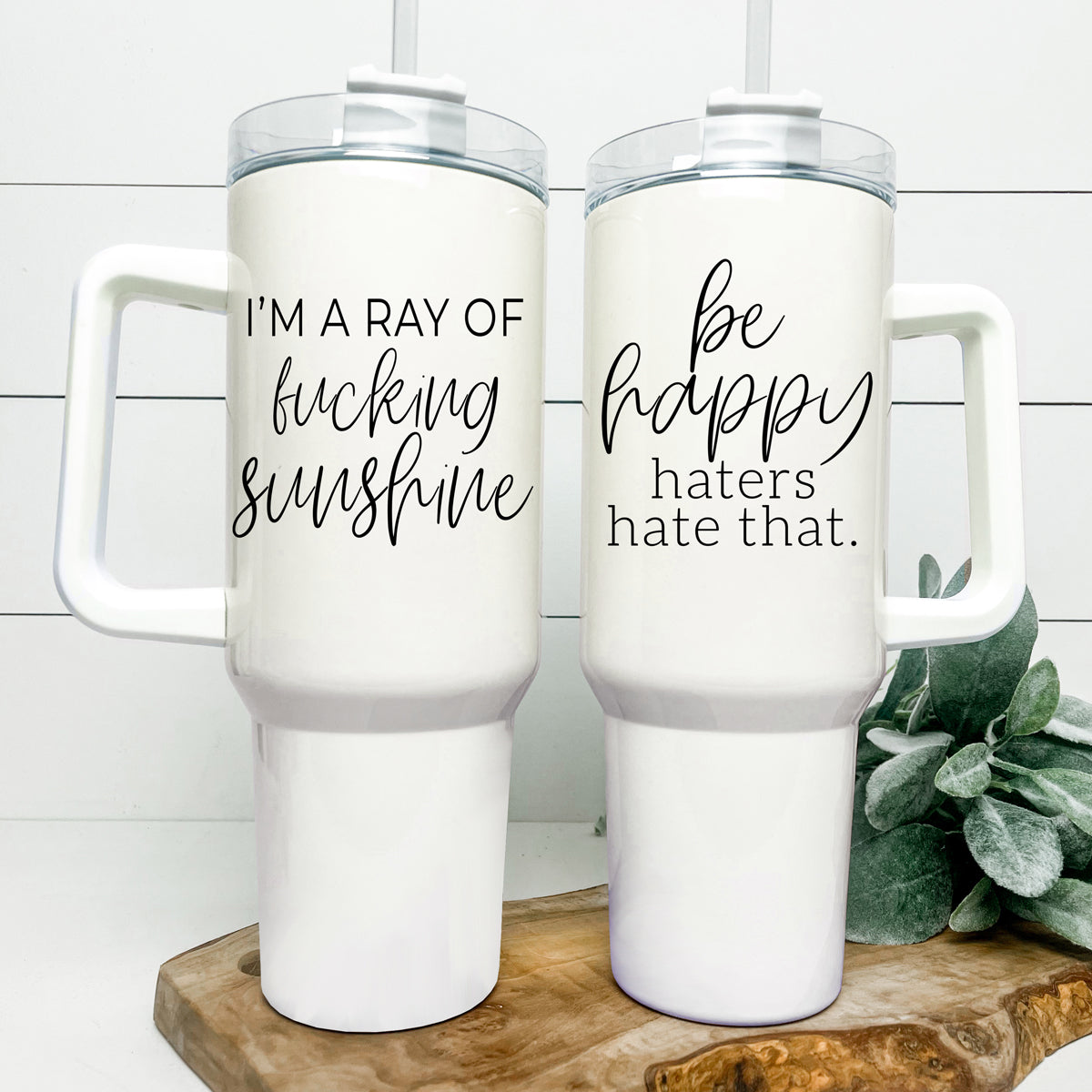 Ray Of Sunshine 40oz Isolierter Reisebecher mit Griff, Deckel und Strohhalm