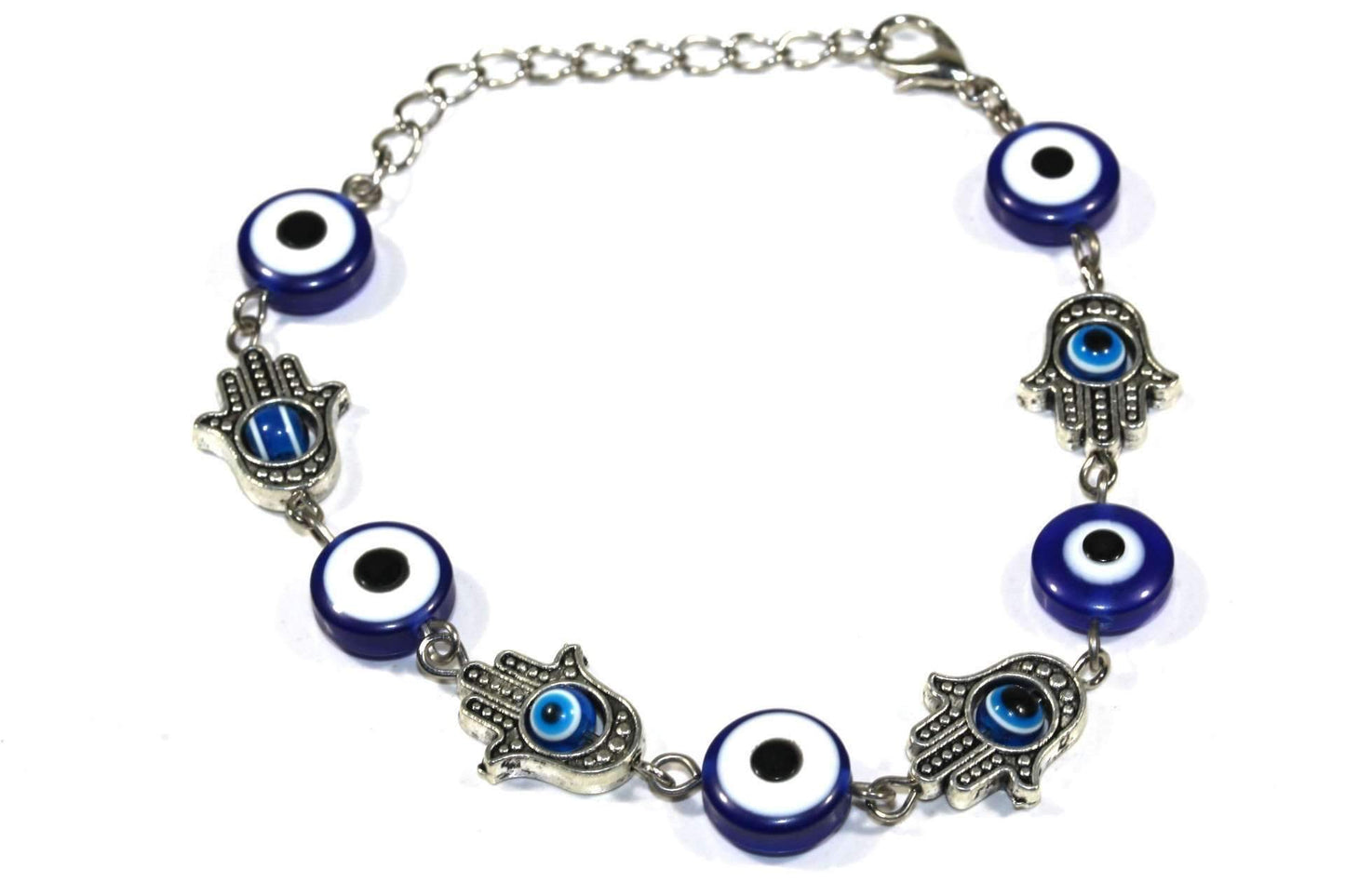 Bracelet de protection Hamsa main œil de Fatma perles marbrées