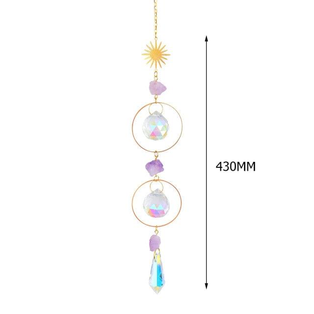 Hanging Sun Catcher Moon Light With Chain Pendant Ornament Crystal Balls Catcher Wind-chime Rainbow Maker Crystal Hanging Window Curtain Chandelier Outdoor Garden Home Decor Christmas Day Party Wedding Decoration