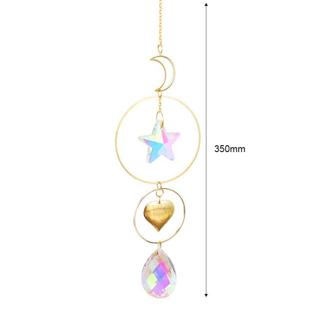 Hanging Sun Catcher Moon Light With Chain Pendant Ornament Crystal Balls Catcher Wind-chime Rainbow Maker Crystal Hanging Window Curtain Chandelier Outdoor Garden Home Decor Christmas Day Party Wedding Decoration