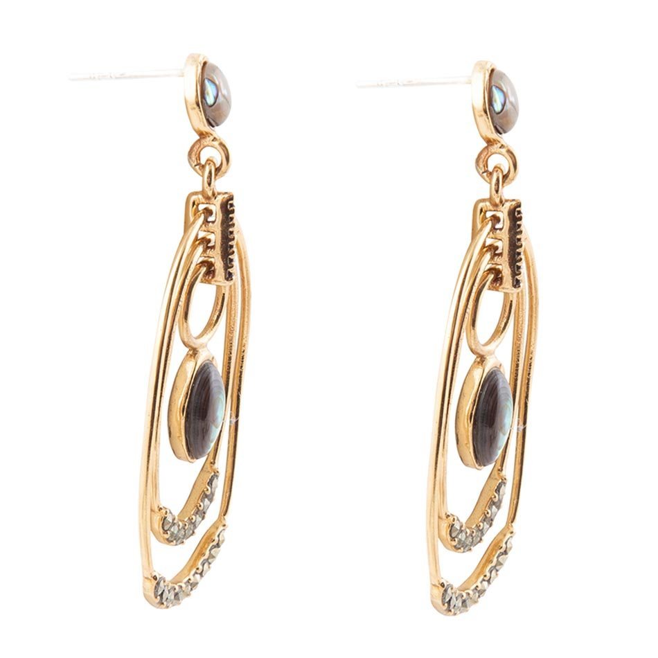 Henle Green Abalone Chandelier Golden Drop Earrings - ThisandThatShoppe