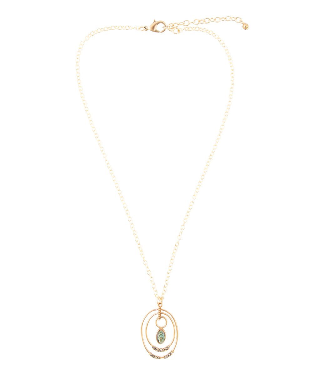Henley Blue Abalone Golden Pendant Necklace - ThisandThatShoppe