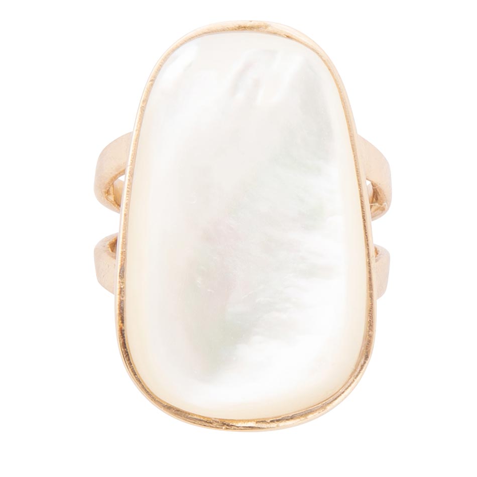 High Class White Mother of Pearl Golden Ring - ThisandThatShoppe