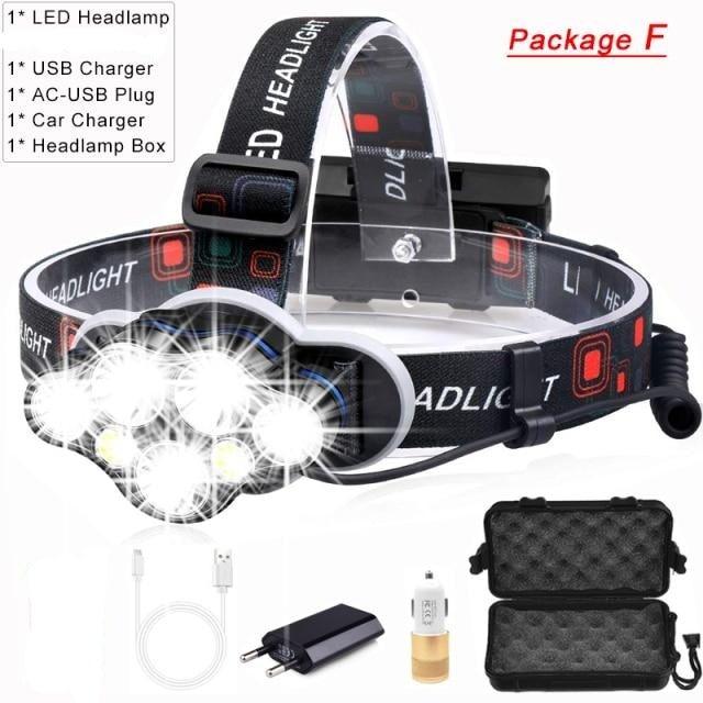 High Lumen Ultra Bright Powerful Rechargeable LED Headlamp USB Head Lamp 7 LED Headlight Head Flashlight Waterproof Flashlight Head Torch For Outdoor Camping Cycling Running Fishing