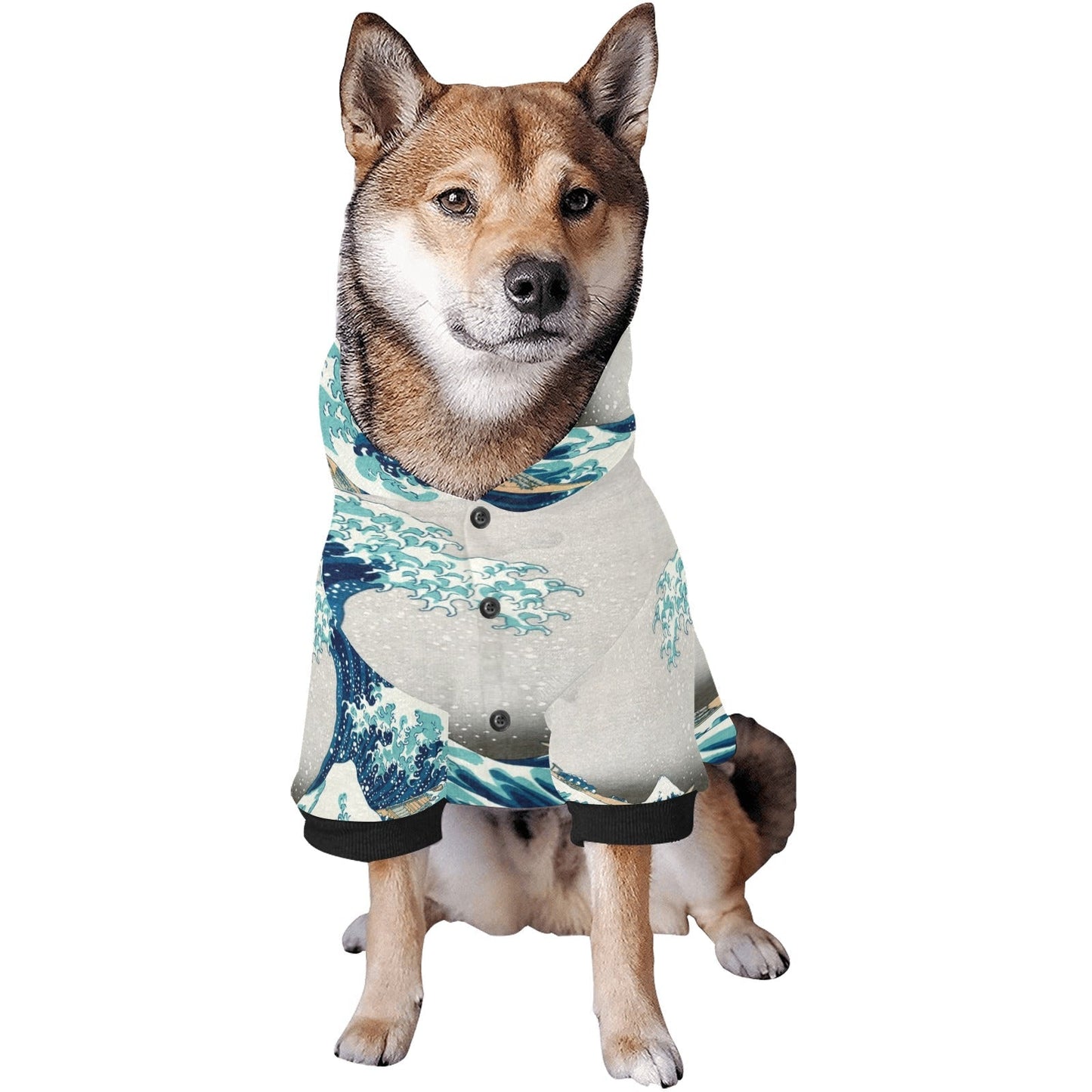 Hokusai Great Wave Off Kanagawa Button Hoodie