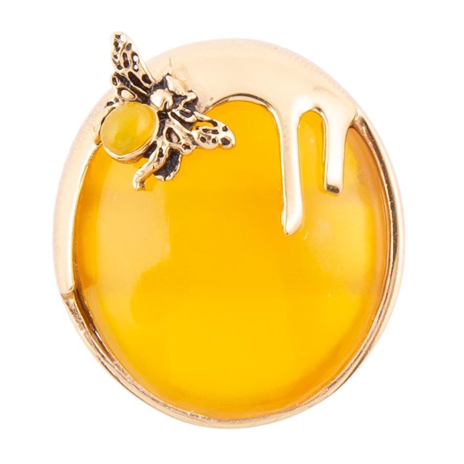 Honey Bee Yellow Agate Golden Ring - ThisandThatShoppe