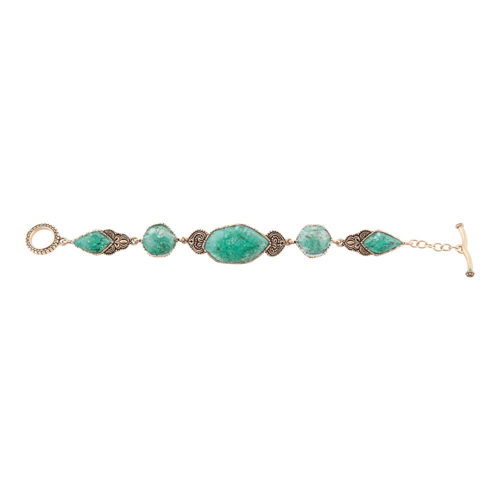 Ikkat Green Chrysocolla Golden Link Bracelet - ThisandThatShoppe