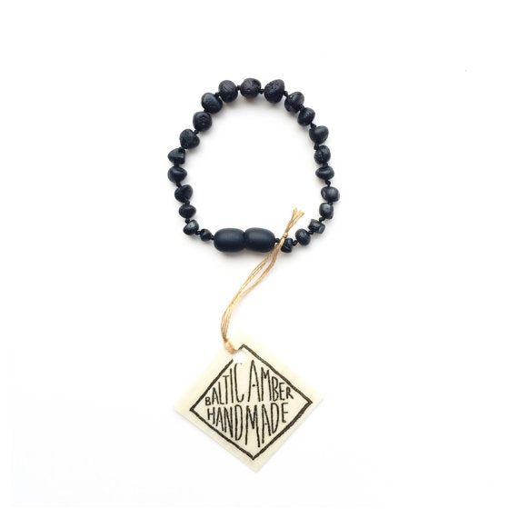 Roher schwarzer baltischer Bernstein || Fußkettchen oder Armband
