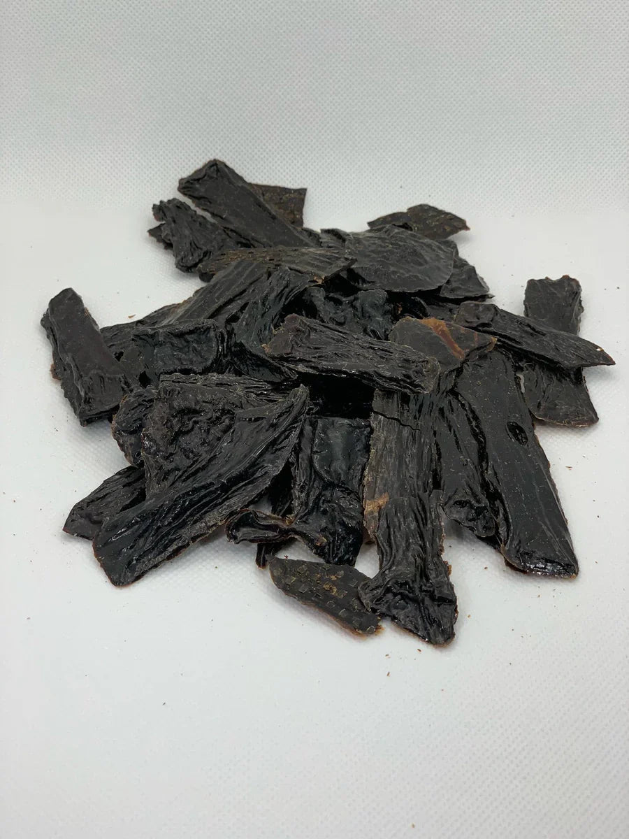 Beef Liver Jerky Strips, 5 ozPet SuppliesSingle Ingredient Beef Liver Strips, Sourced from the USA
Ingredients: Dried Beef Liver
Guaranteed Analysis: Crude Protein (min.) 69.00%, Crude Fat (min.) 14.00%,