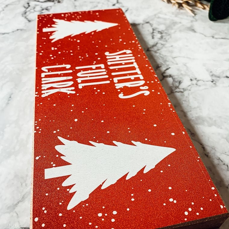 Décoration de Noël Clark en bois, amusante, pour cheminée ou table, citation de film, fait main 25x10x2,5 cm
