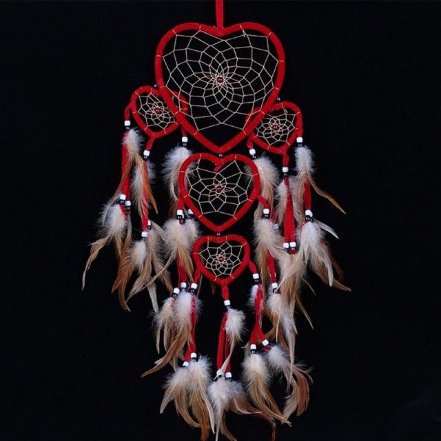Indian Wolf Dream Catcher With Brown Feathers Dream-catcher Bead Beautiful Home Hanging Decoration Fashion Handmade Ornament Gift Wall Decor For Bedroom Festival Celebration Boho Moon Dream Catcher