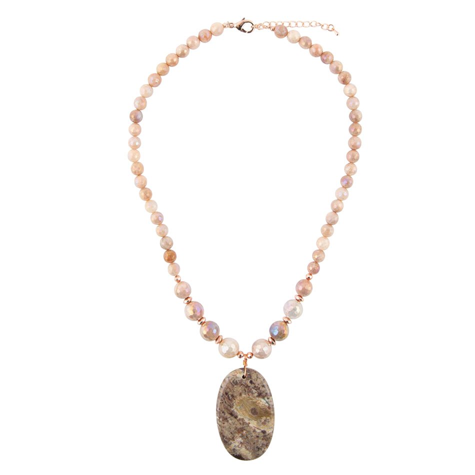 Jasper Slab in Pink Necklace - ThisandThatShoppe