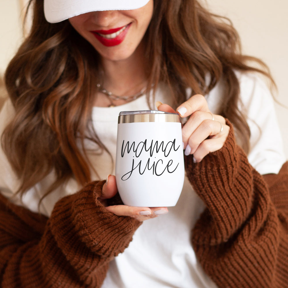 Mug de voyage isotherme Mama Juice en acier inoxydable de 355 ml avec couvercle, sans BPA, pour café et thé