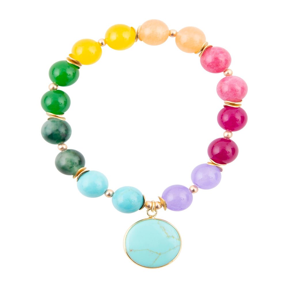 kaleidoscope Multistone Blue Turquoise Charm Bracelet - ThisandThatShoppe