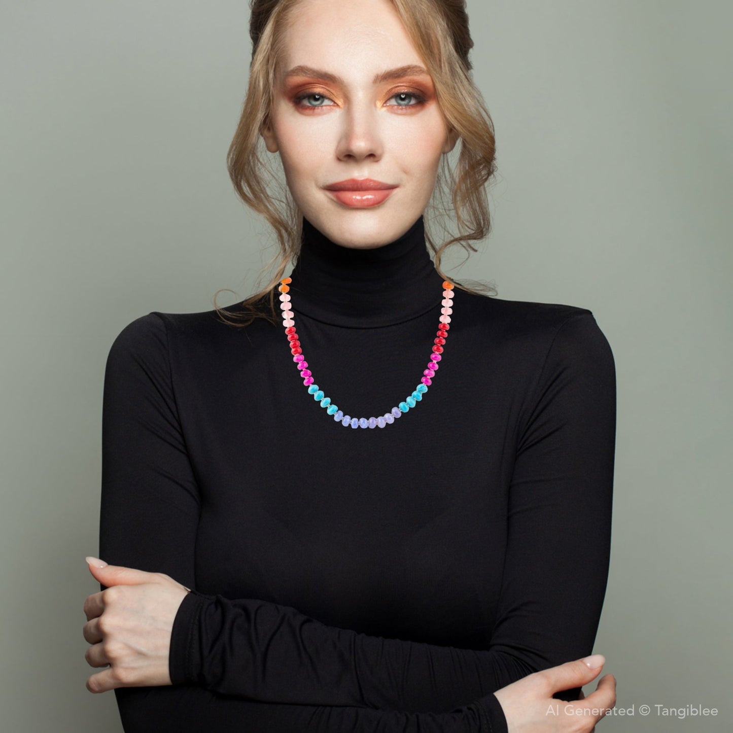 Collier multibrins et pierres multicolores Kaléidoscope