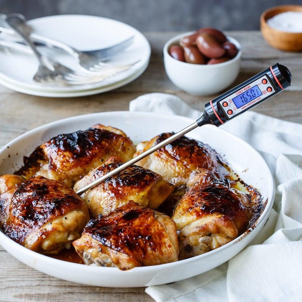Kitchen Digital BBQ Food Thermometer Meat Cake Candy Fry Grill Dinning Household Meat Thermometer Digital Instant Read Food Meat Thermometer with Long Probe Cooking Thermometer for Kitchen BBQ Grill and Cooking Thermometer Oven Thermometer Tool