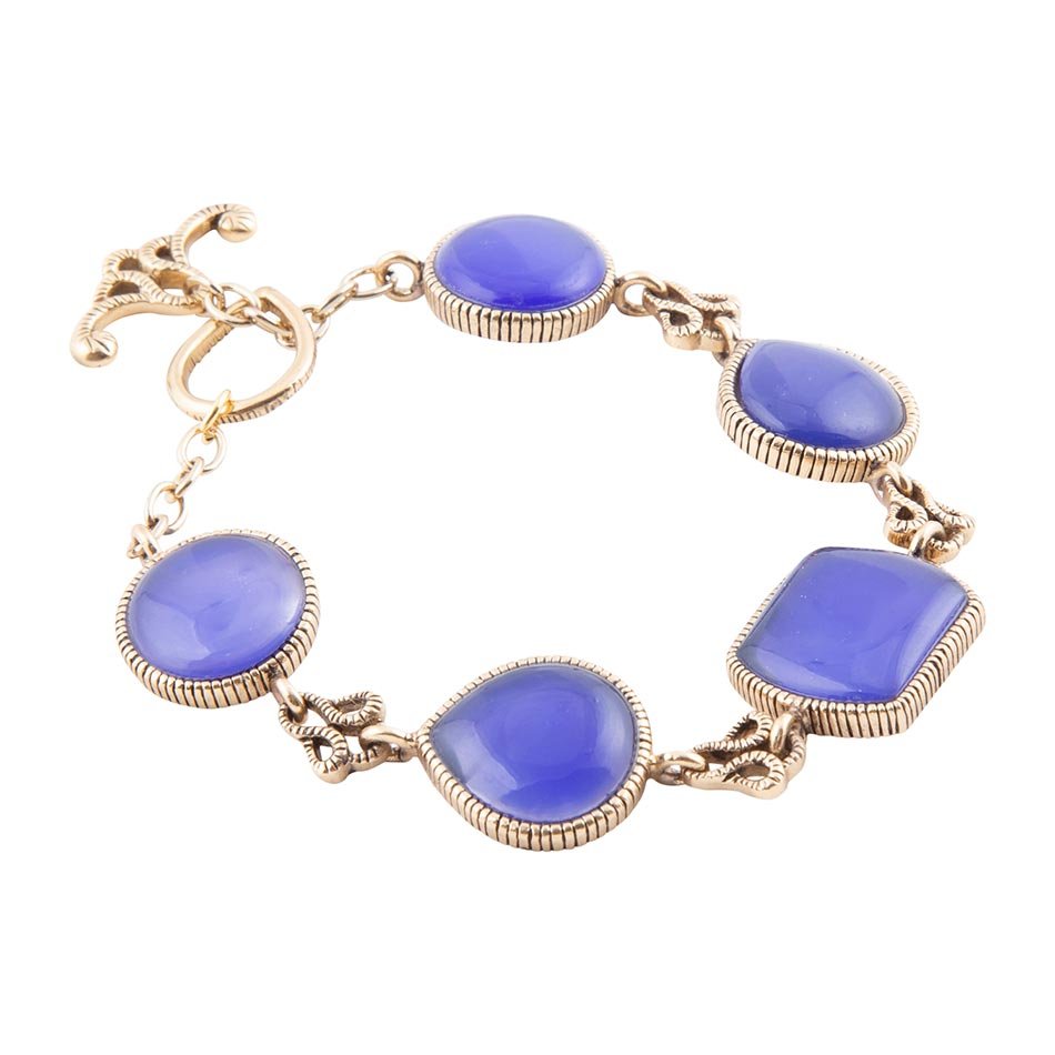 Lace Blue Agate Link Golden Bracelet - ThisandThatShoppe