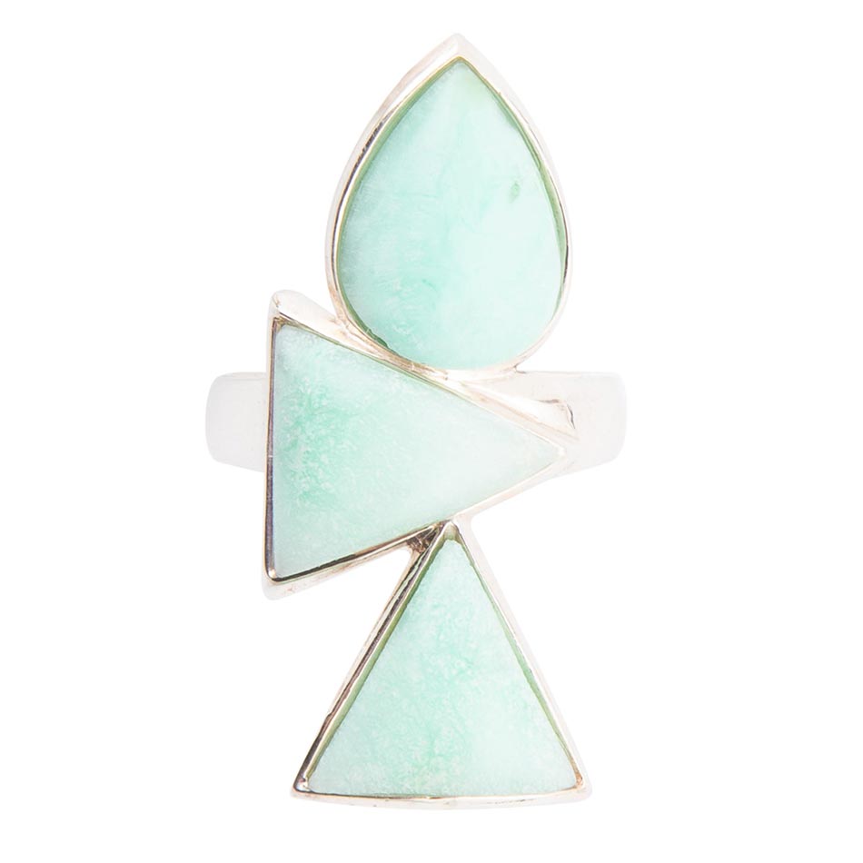 Lahana Green Chrysoprase and Sterling Silver Statement Ring - ThisandThatShoppe