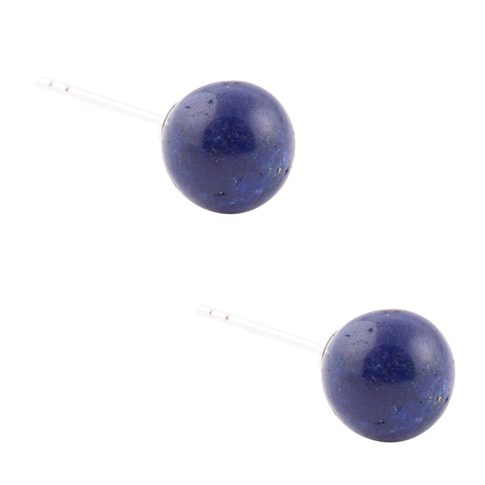Blaue Lapislazuli-Ohrstecker aus Sterlingsilber