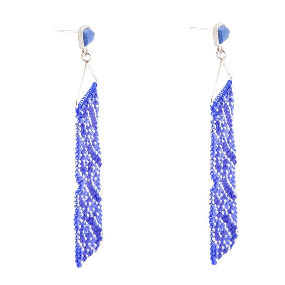 Lapis Woven Seed Bead Earrings - ThisandThatShoppe