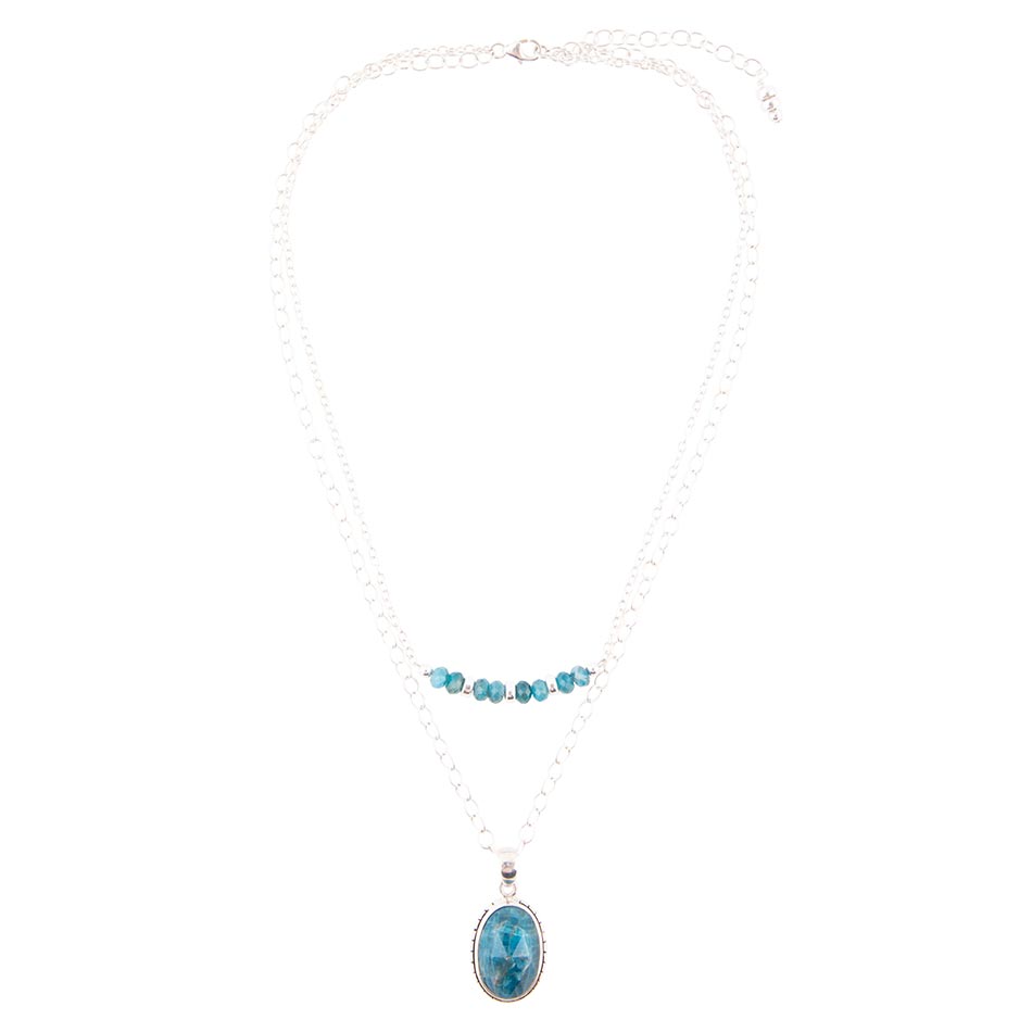 Layered Blue Apatite and Sterling Silver Necklace - ThisandThatShoppe