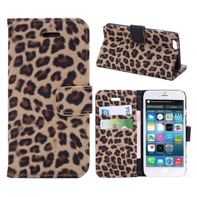 Leather Case For iPhone 11 12 13 14 Pro Max Mini XR XS Max X 8 7 Plus Leopard Flip Case Cover For iPhone Wallet Case Compatible with iPhone with Adjustable Stand and 2 Card Holders Shock Protection Lightweight Phone Case