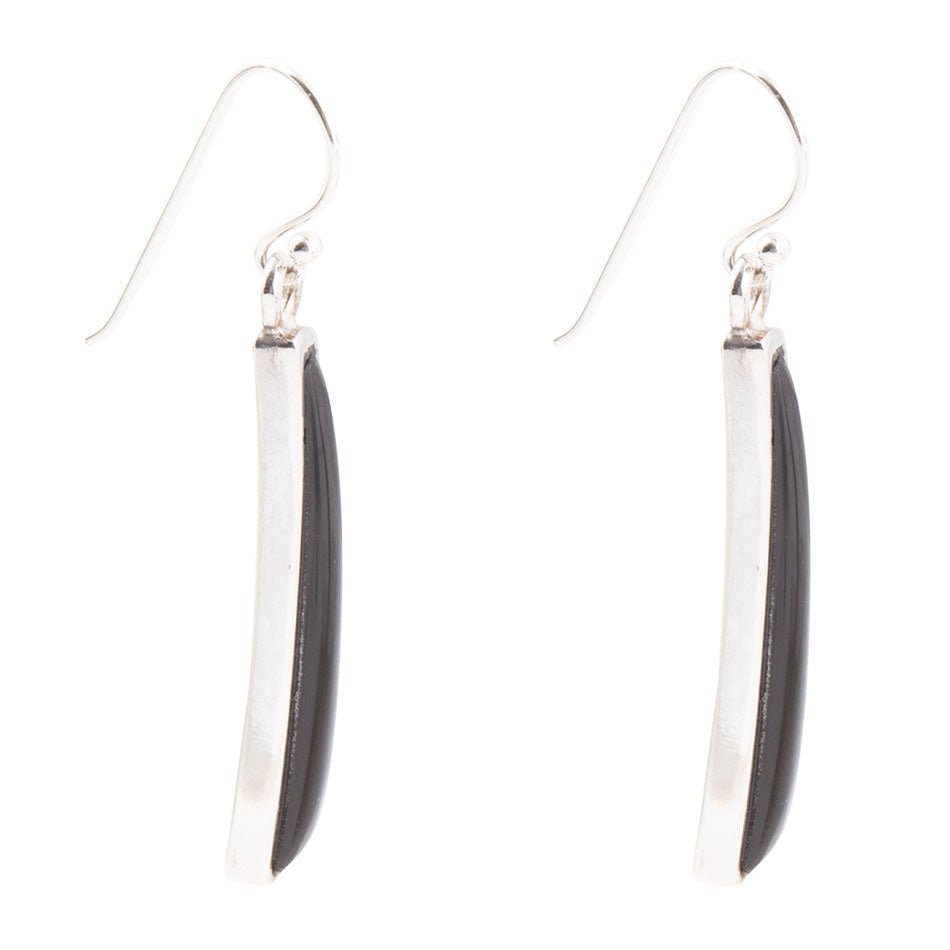 Line Black Onyx Sterling Silver Drop Earrings - ThisandThatShoppe