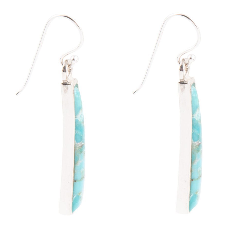 Line Blue Turquoise Sterling Silver Drop Earrings - ThisandThatShoppe