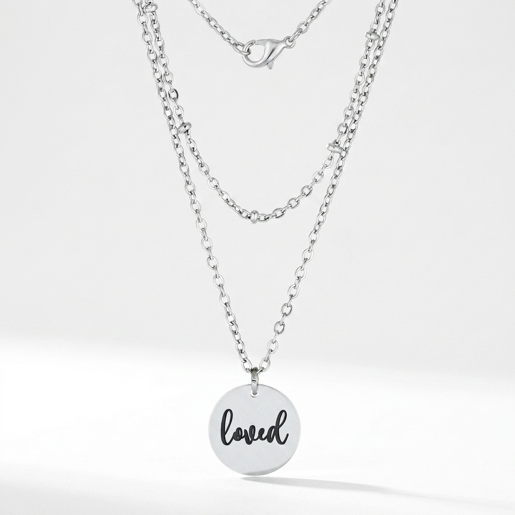 Avera Delicate Silver Plated Necklace Loved Pendant