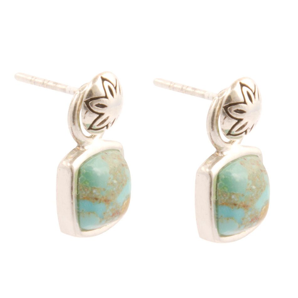 Little Bits Blue Turquoise Post Sterling Silver Earrings - ThisandThatShoppe