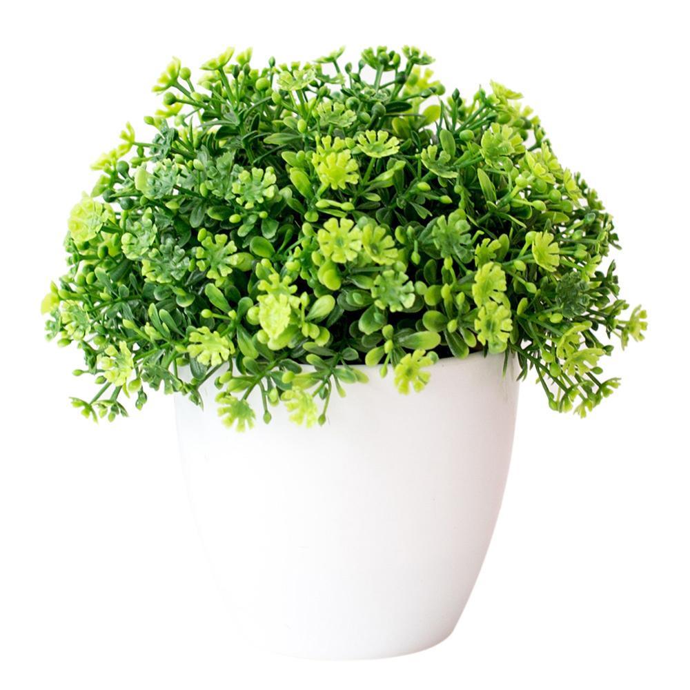 Love Art Set of 6 Small Artificial Decor Bonsai Potted Plastic Fake Flowers for Home Garden Office Desk Wall Book Shelf Decor Room Hotel Decor