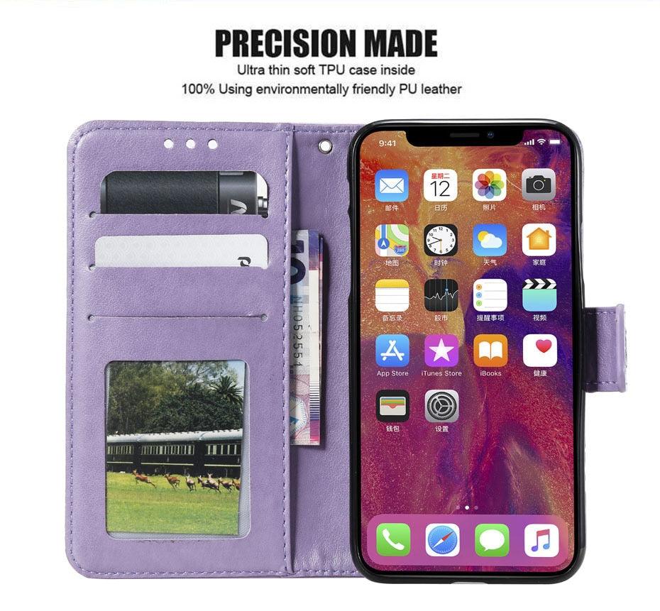 Love Couple Leather Case For iPhone 12 11 Pro mini Phone Flip Wallet Soft Cover Shockproof Floral Cute Modern Leather Wallet Phone Case For iPhone