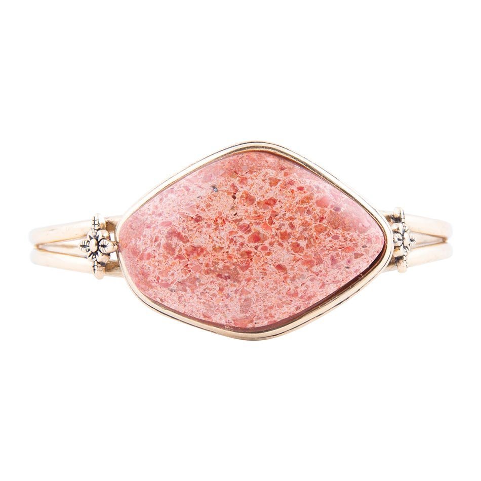 Lucent Orange Sponge Coral Cuff Golden Bracelet - ThisandThatShoppe