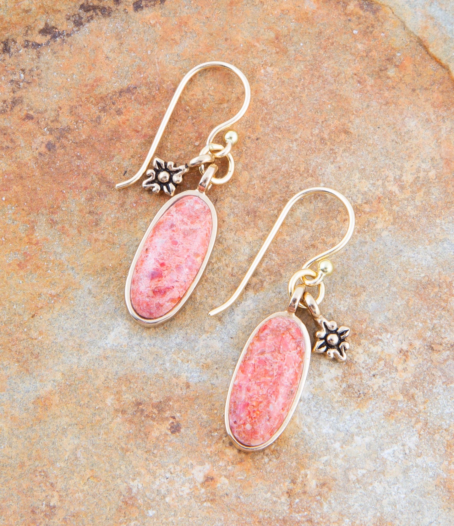 Lucent Orange Sponge Coral Golden Drop Earrings - ThisandThatShoppe