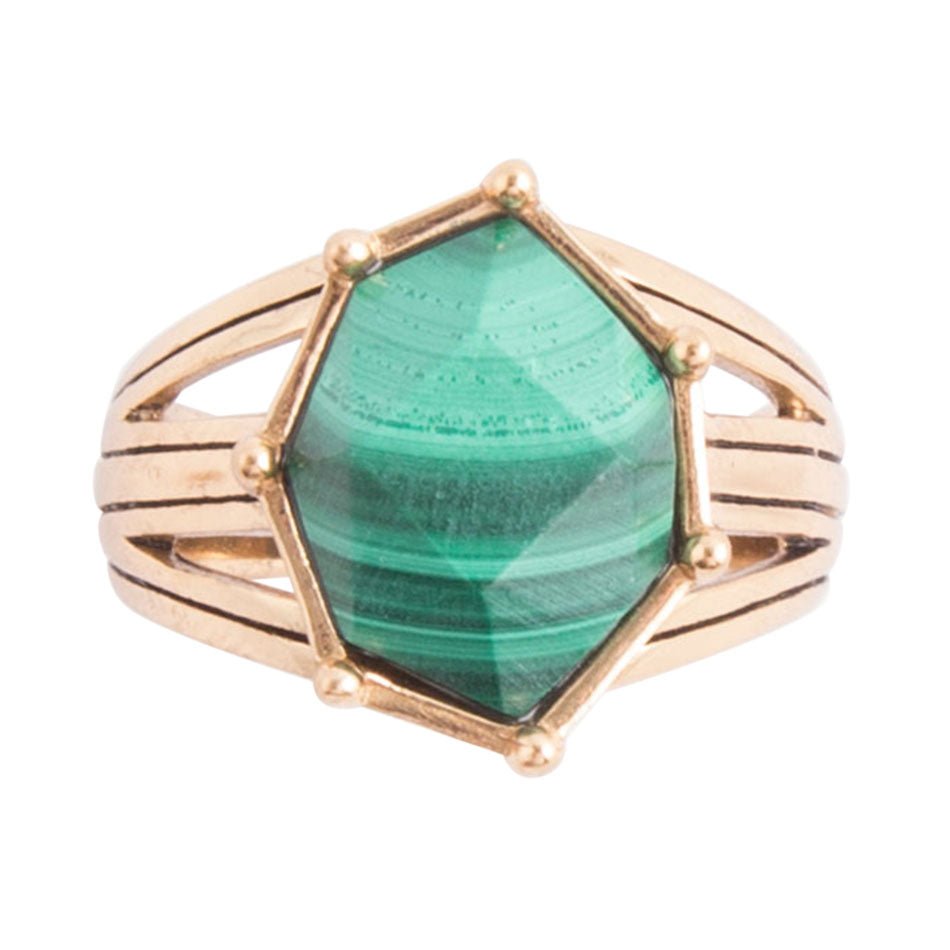 Lucky 7's Green Malachite Golden Ring - ThisandThatShoppe