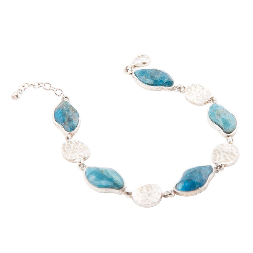 Luna Blue Apatite and Sterling Silver Line bracelet - ThisandThatShoppe