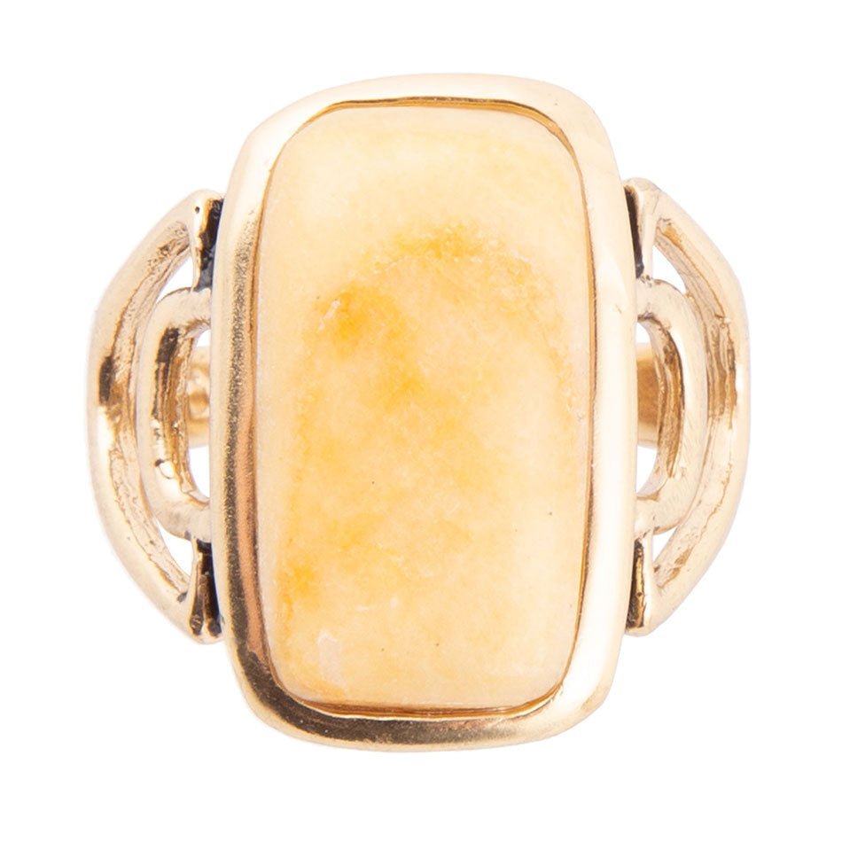Luster Yellow Agate Golden Statement Ring - ThisandThatShoppe