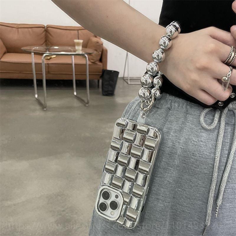 Luxury Gold Plating Electroplated Bracelet Cute Compatible with iPhone Diamond Case Luxury Sparkle Glitter Rhinestone Phone Case For iPhone 14 13 Promax 11 12 Pro Max Mini Xs Max XR 8 7 Plus Mirror Cover