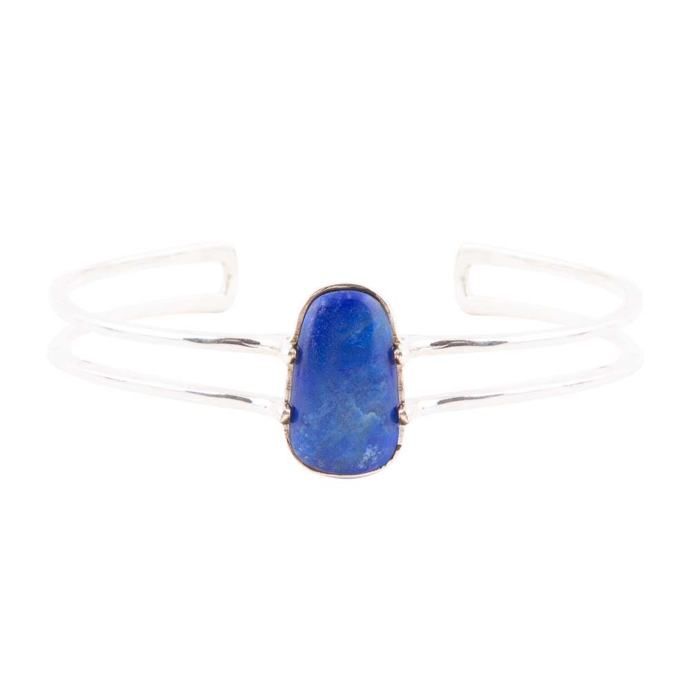 Madeleine Blue Lapis and Sterling Silver Cuff Bracelet - ThisandThatShoppe