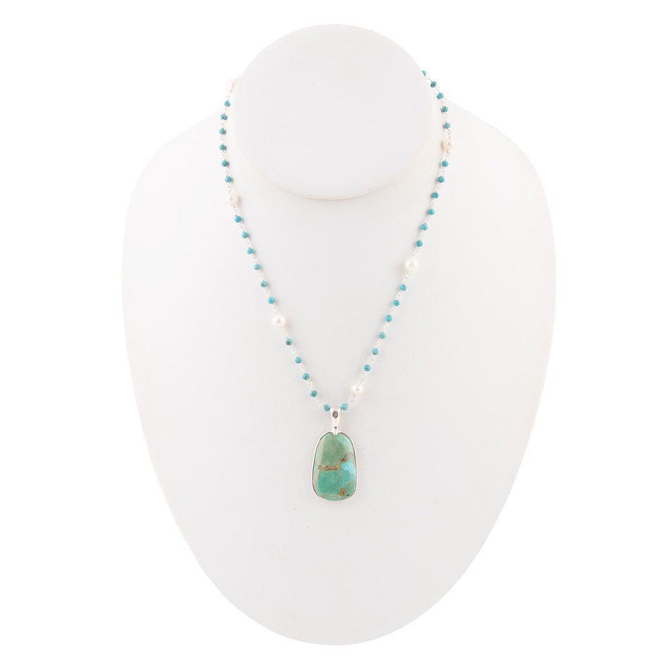 Madeleine Blue Turquoise and Sterling Silver Drop Pendant Necklace - ThisandThatShoppe